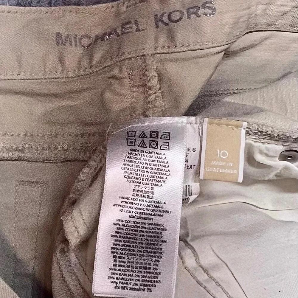 Michael‎ Kors Womens Sand Beige Skinny Stretch Pants Size 10 Mid Rise Chino